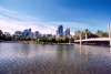 Canada / Kanada - Calgary, Alberta: skyline seen from Prince island - photo by M.Torres