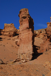 Kazakhstan, Charyn Canyon: Valley of the Castles - bright red rock formation - photo by M.Torres